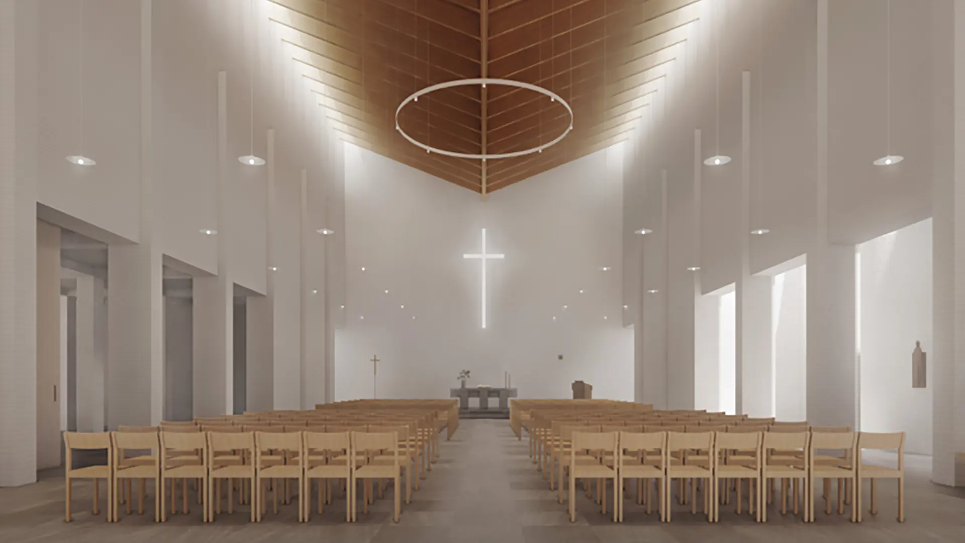 Illustrasjon av nye Charlottenlund kirke i Trondheim